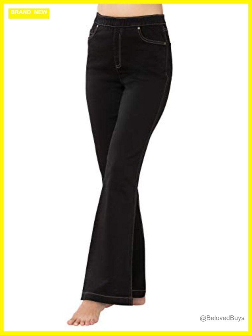 Women's High Waist Stretchy Pull-On Jeans Bootcut Palazzo Comfort